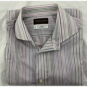 Men's Thomas Dean Performance Tri-Blend Button-Front Long Sleeve Shirt Size S